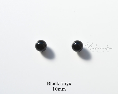 BLACK ONYX 大粒 天然石オニキスピアス 10mm S925 HP011SP