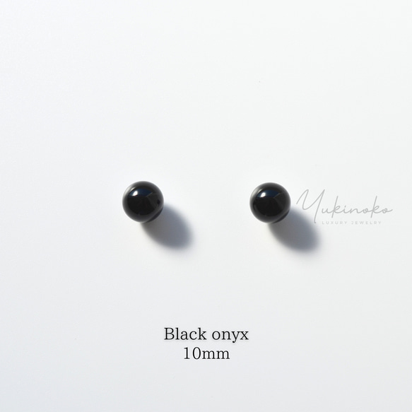 BLACK ONYX 大粒 天然石オニキスピアス 10mm S925 HP011SP