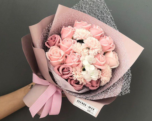 ハンドメイド花束綺麗バラソープフラワーインテリア花束造花成人式