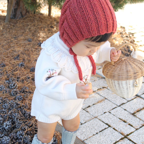 クリスマス ピクシーボンネット ニット帽 赤 子供帽子 ベビー