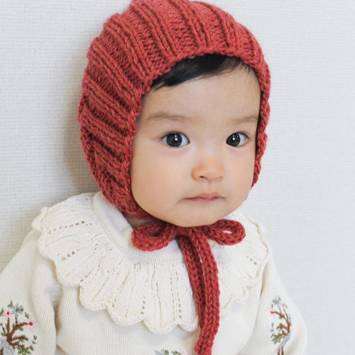 クリスマス ピクシーボンネット ニット帽 赤 子供帽子 ベビー