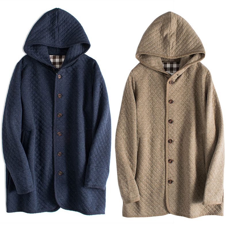 フード付き中綿コート　キルティングコットン混紡柔らかいコート　4色　フリーサイズ　　L473