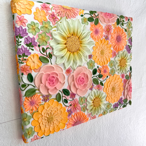 テクスチャーアート　絵画　インテリア　花　現代アート　アートパネル　原画 テクスチャーアート フラワーアート 現代アート アートパネル