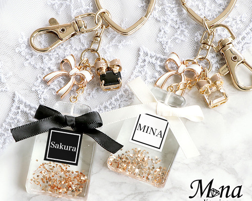 名入れ無料 パヒュームチャーム リボン全7色 スマホショルダー 香水瓶