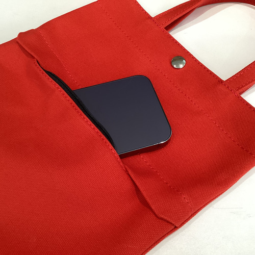 帆布縦型トートバッグ 天然綿 サブバッグ タブレットケース 縦長 薄