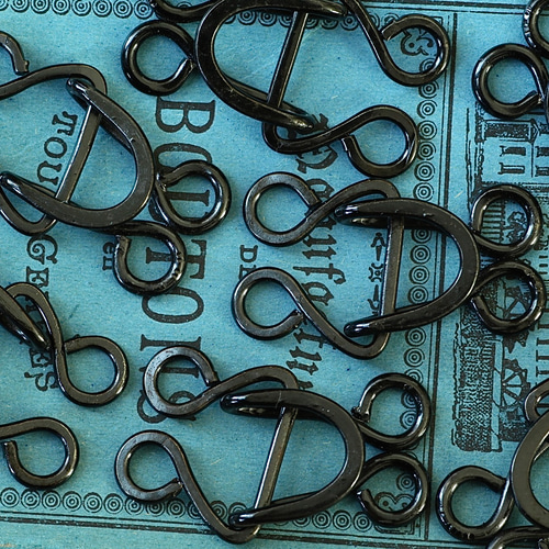 1個】デッドストック ホック 黒 留め具 金具 ヴィンテージ 素材 パーツ