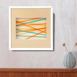 透明紙の立体作品 レトロモダン 幾何学 ボーダー 壁掛け 北欧