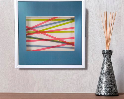 立体的な波状アート 壁掛け 透明紙の立体作品 レトロモダン 幾何学 ボーダー 壁掛け 北欧