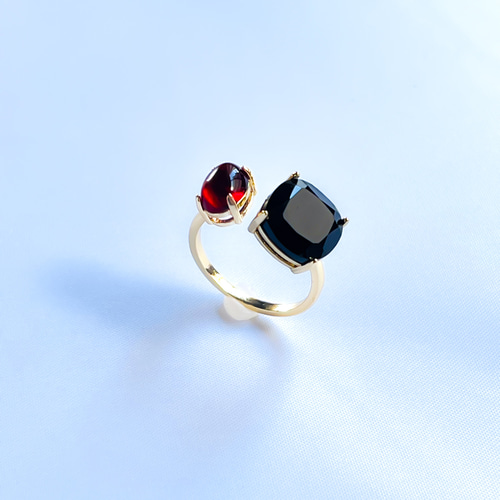 サイズ調整可能✨大人の赤と黒❤️ブラックスピネルとレッドアンバーの