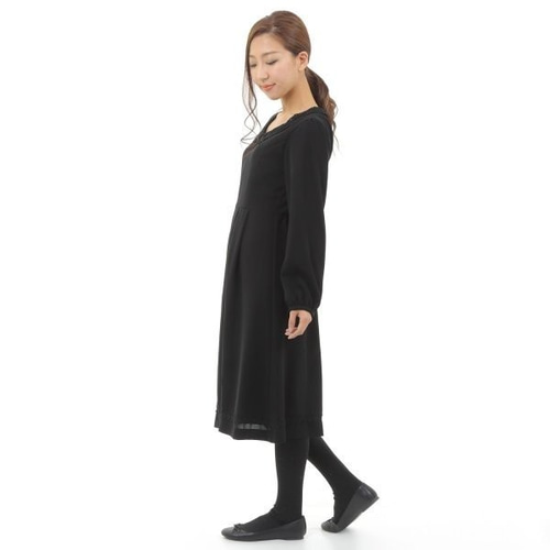 4Lサイズ セール 喪服 前開きブラックフォーマルワンピース 日本製  