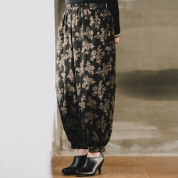 ちょうちんパンツ/グレー/三河木綿刺し子織り キュロット・ワイド