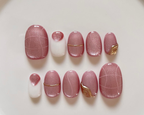 ネイルチップ　ニュアンスネイル　オーダー ㊼ ネイルチップ ニュアンスネイル マグネットネイル うるうるネイル