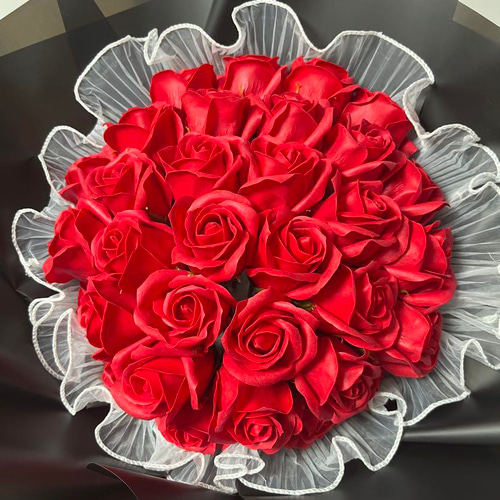 赤33本枯れない花ソープフラワー 花束 母の日造花 敬老の日フラワー