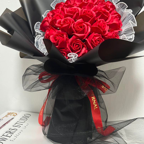 赤33本枯れない花ソープフラワー 花束 母の日造花 敬老の日フラワー