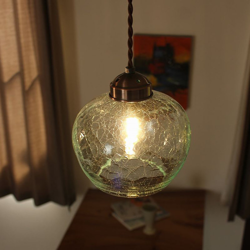 ペンダントライト ガラス ヴィンテージ風 LED電球つき 吊下げ ランプ