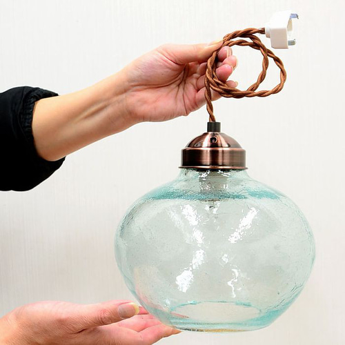 ペンダントライト ガラス ヴィンテージ風 LED電球つき 吊下げ ランプ