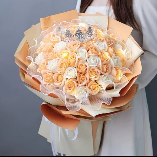 2色綺麗枯れない花ソープフラワー花束 母の日造花 花 敬老の日フラワー