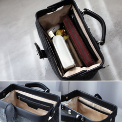 「ウール×革の組み合わせ」大人気！横型がま口バッグ 手作りのレザーショルダーバッグレディース 16枚目の画像