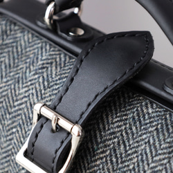 「ウール×革の組み合わせ」大人気！横型がま口バッグ 手作りのレザーショルダーバッグレディース 7枚目の画像