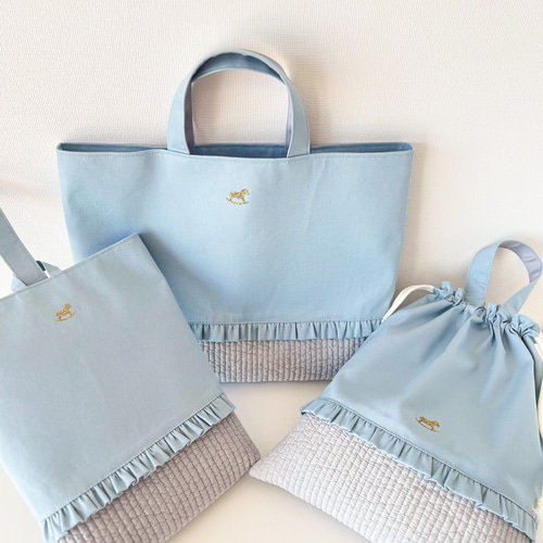 入園入学グッズ女の子❤️木馬シリーズ ブルーグレイ レッスン