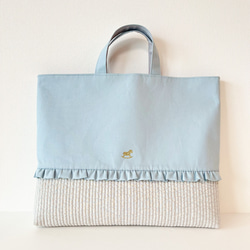 入園入学グッズ女の子❤️木馬シリーズ ブルーグレイ レッスンバッグ