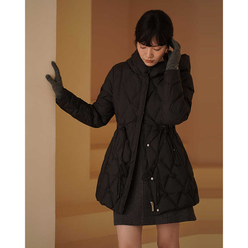 美品 ウエストライド ダウンジャケット 防風 防水 キルティング ブラック フード付きダウンジャケット キルティングダウンコート 防水防風