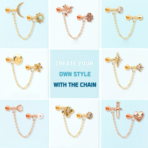 14K金 ゴールド ヘリックス 軟骨 アンチトラガス アウター インナー