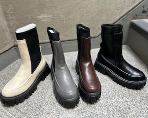 新作ミドル丈リブニットブーツ内側ファスナー付き ブーツ libero 通販