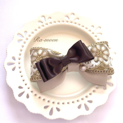 刺繍レース＊大人可愛いリボンバレッタ バレッタ Ra-moon 通販