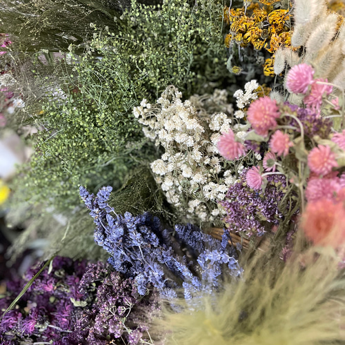 北海道鶴居村産】野花とハーブの横型スワッグ ドライフラワー スワッグ