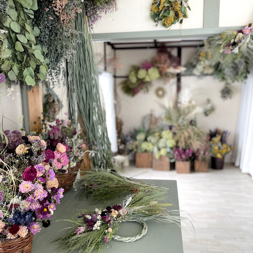 北海道鶴居村産】野花とハーブの横型スワッグ ドライフラワー スワッグ