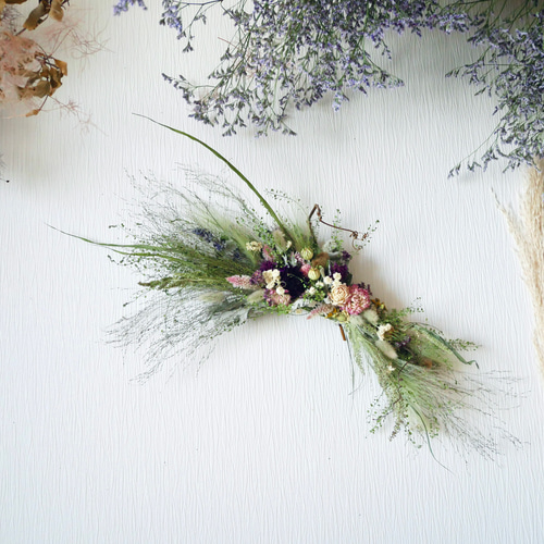 北海道鶴居村産】野花とハーブの横型スワッグ ドライフラワー スワッグ