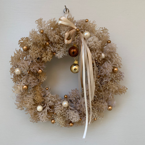 ベージュのクリスマスリース ピンクベージュのクリスマスリース リース BrightBerry 通販 13136007