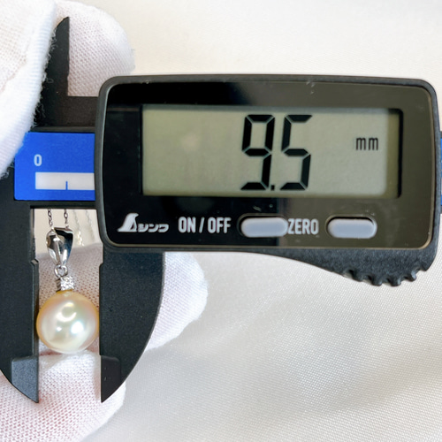 18KWG アコヤ真珠9.5mm ダイヤモンド0.03ct ネックレス ネックレス  