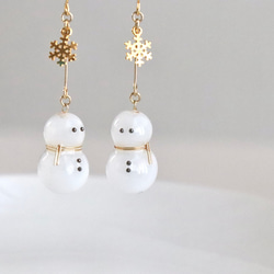 ピアス　クリスマス　リース　雪だるま　雪の結晶　雪　長め　ひねりチャーム　デート ピアス クリスマス リース 雪だるま 雪の結晶 雪 長め ひねりチャーム