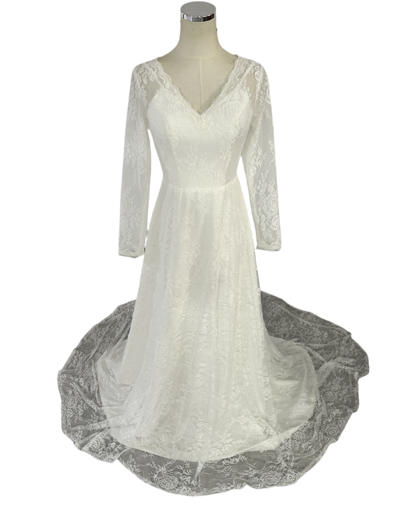 ウエディングドレス 花嫁 アイボリー レース エレガント 披露宴 ドレス  