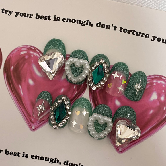 design188】推しカラー フラッシュ ビジュー ネイルチップ ネイル  