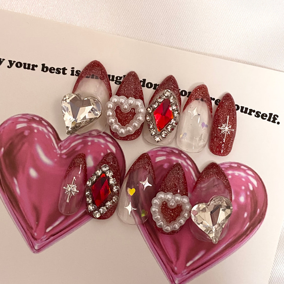 design189】推しカラー フラッシュ ビジュー ネイルチップ ネイル  