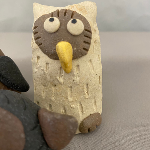 おとぼけフクロウ 3個セット A ふくろう 梟 縁起物 置物 手作り