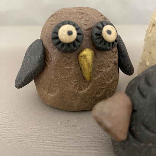 おとぼけフクロウ 3個セット A ふくろう 梟 縁起物 置物 手作り