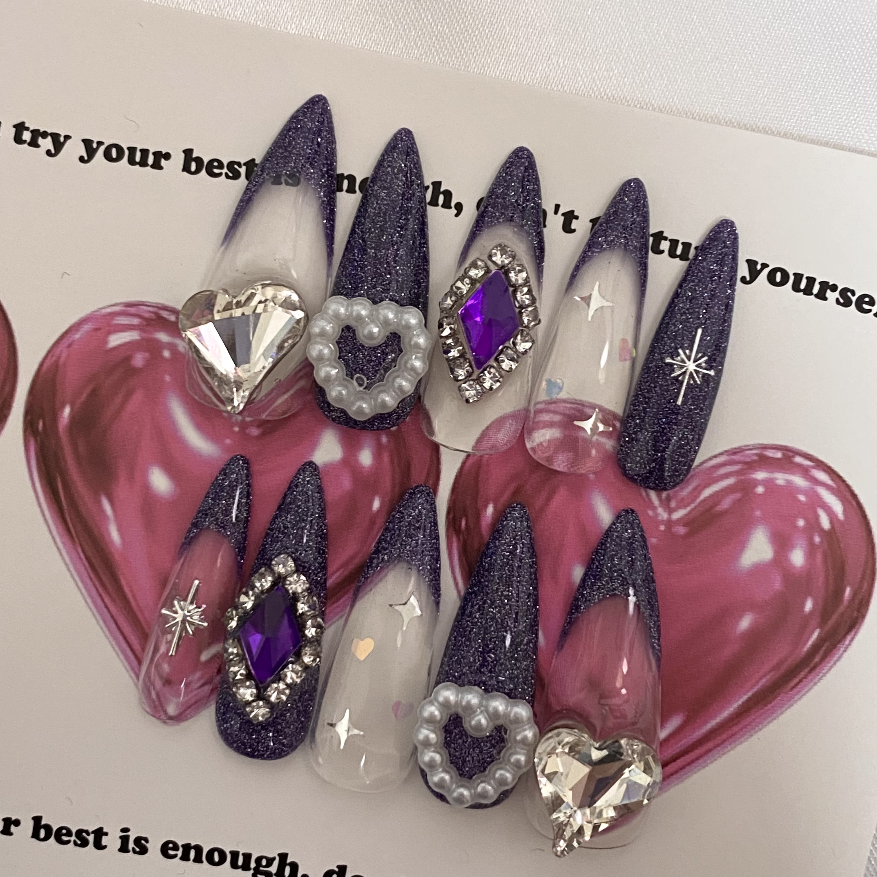 design191】推しカラー フラッシュ ビジュー ネイルチップ ネイル  