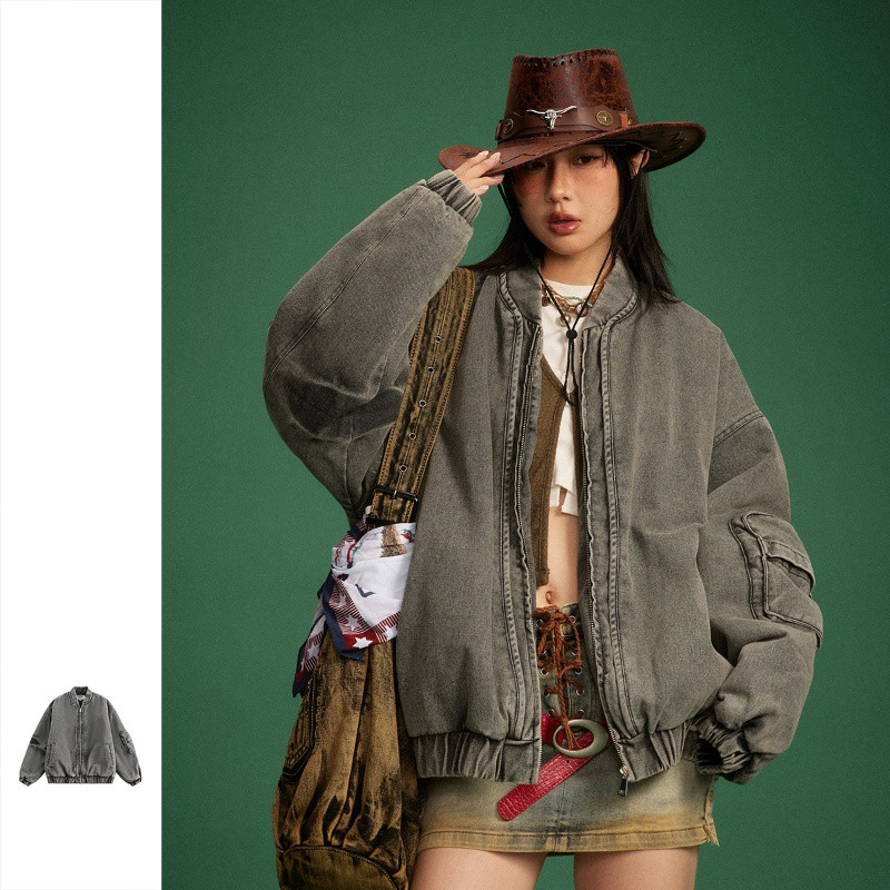 ★人気商品★デニムコートゆったり厚手綿服コート・メンズレディース兼用  W446