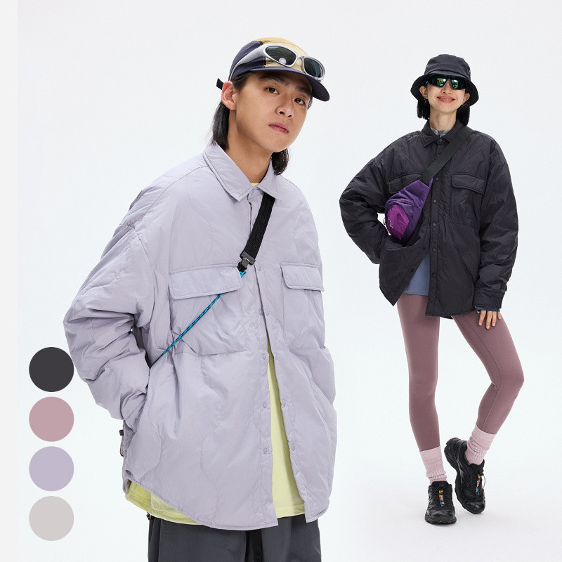 ★人気商品★冬用薄手ダウンコート・ゆったりダウンシャツ保温コート・メンズレディース兼用  W447