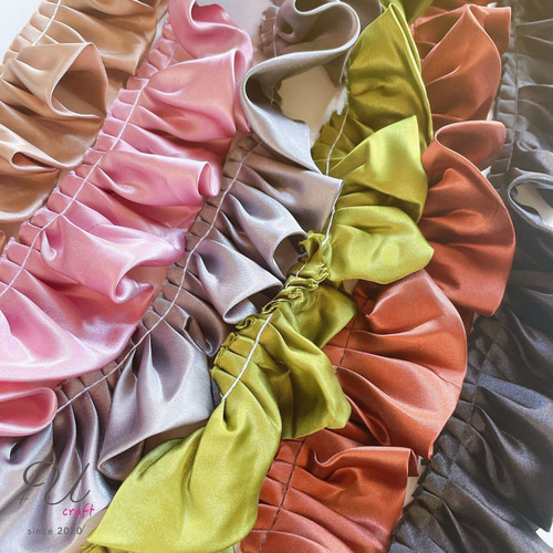 931【サテンフリル55㎜/1m】ブラック リボン・テープ ＋Ucraft