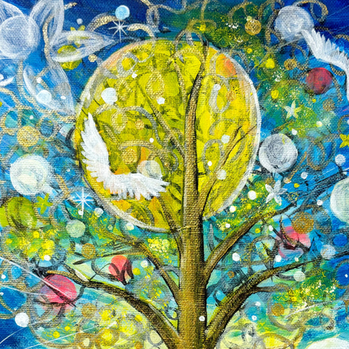 原画 『希望の輝き』 翼 羽根 鳥 羽 樹木 青空 星 bird おしゃれ 原画 『希望の輝き』 翼 羽根 鳥 羽 樹木 青空 星 bird おしゃれ