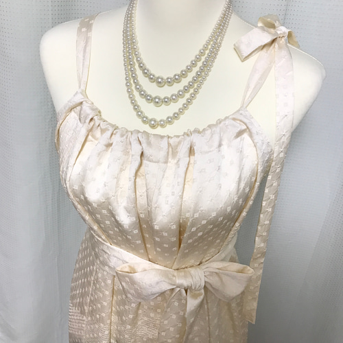 正絹】着物リメイク 総絞りの訪問着ドレス&ショールのセット／キャミ  