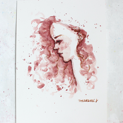 【セール】福袋のファッション通販 woman,pink」水彩画 原画 B5 イラスト maison de masami-r 通販 絵画+タペストリー
