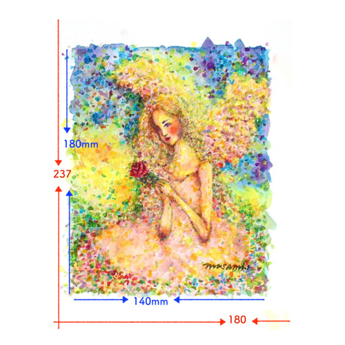 祈りの天使」水彩画 原画 絵画 maisondemasami-r送料無料 通販
