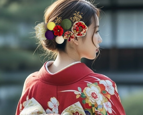 レトロ可愛い♡七五三 成人式におすすめ！髪飾りセット ≪レッド