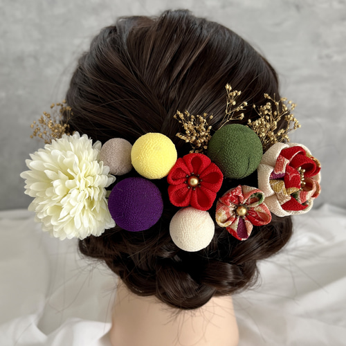 2mha　レトロモダン　和装髪飾り　七五三等♛︎no.196&no.B1 レトロ可愛い♡七五三 成人式におすすめ！髪飾りセット ≪レッド